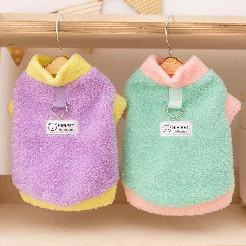 ペット服 小型犬 子犬 猫 秋冬 フリース 保温 防寒 シンプル バイカラー もこもこ あったか ルームウェ..