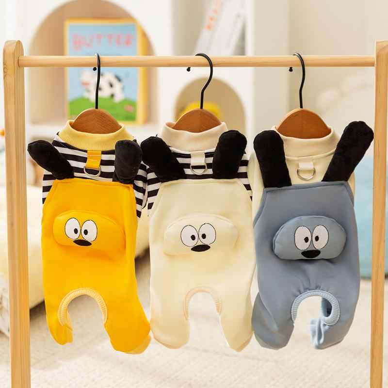 ペット服 犬 猫 秋冬用 大きな耳付き 立体鼻 かわいいぬいぐるみモチーフ 四脚ウェア オールインワン ..