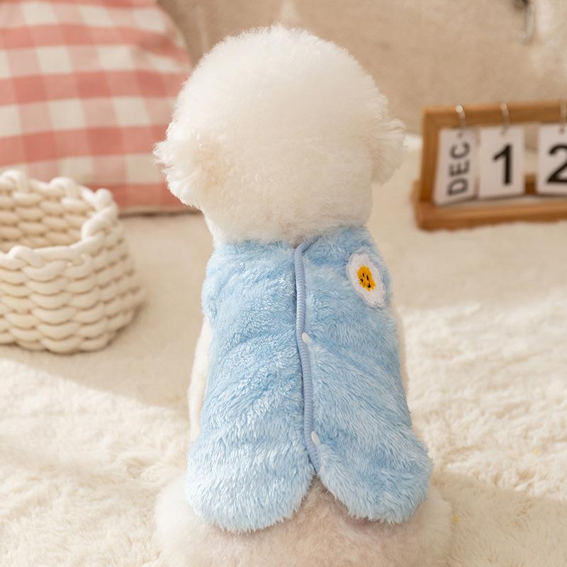 ドッグウェア 小型犬用 目玉焼き柄 ベスト チョッキ フリース ボア 中綿入り 厚手 保温 あったか 暖か..