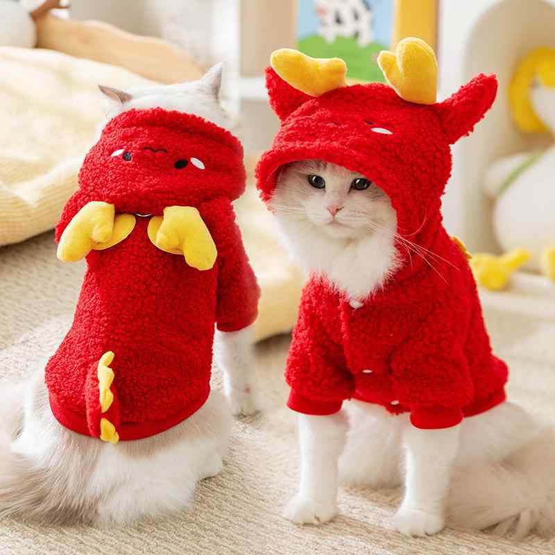 犬服 ドッグウェア かわいい 獅子舞 フード付き 切り替え配色 フリース パーカー スウェット 秋冬 あっ..