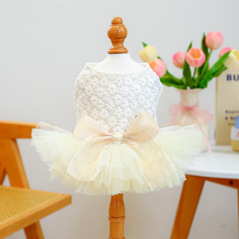 犬服 春夏 かわいい プリンセス 森風 ウェディングドレス ふわふわ チュチュ チュール パニエ ワンピー..