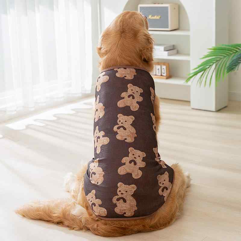 ペット服 ドッグウェア 中型犬 大型犬 ゴールデンレトリバー ボーダーコリー 夏物 クマ柄 かわいい メ..