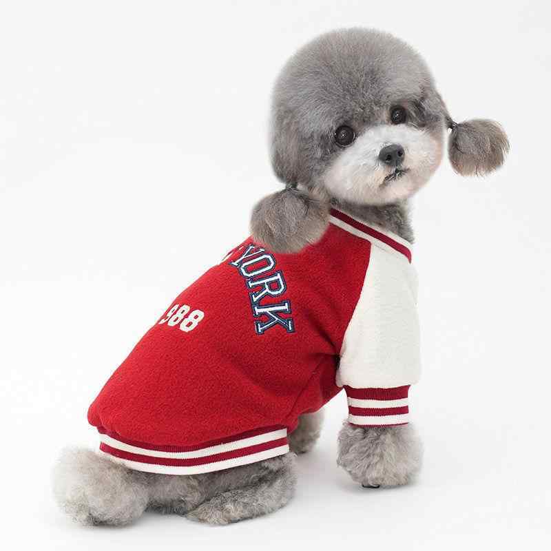 犬服 小型犬 野球ウェア 厚手 暖かい 保温 防寒 二足 秋冬 普段着 お散歩 お出かけ テディ ビションフ..