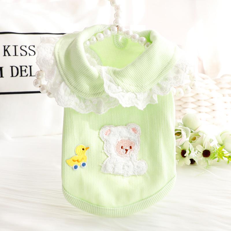 犬服 ドッグウェア 小型犬 猫 ネコ 春秋 薄手 姫系 プリンセス ドールカラー レース 襟付き ブラウス ..