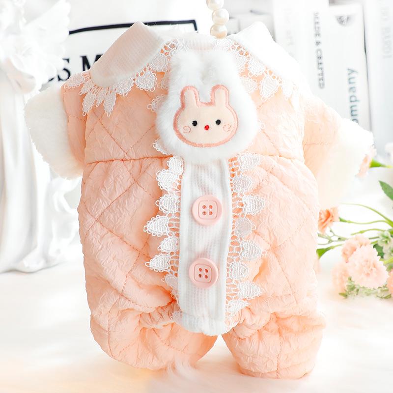 犬服 ドッグウェア 女の子用 小型犬 トイプードル チワワ 秋冬 防寒 あったか 厚手 保温 かわいい レー..