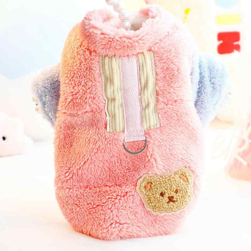 ペットウェア 小型犬 猫用 秋冬 かわいい コットン 裏起毛 厚手 ベスト リード穴付き トイプードル ド..