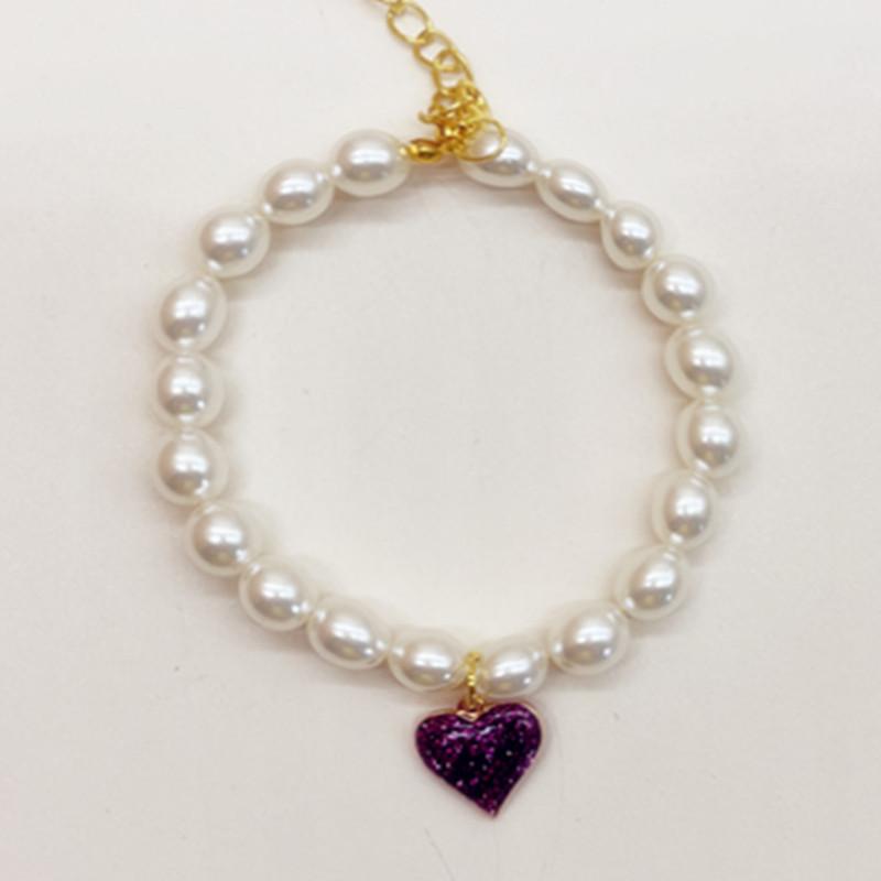 ペット用首輪 ネックレス 猫 犬 鈴付き パール パール飾り かわいい キュート エレガント 上品 プリン..