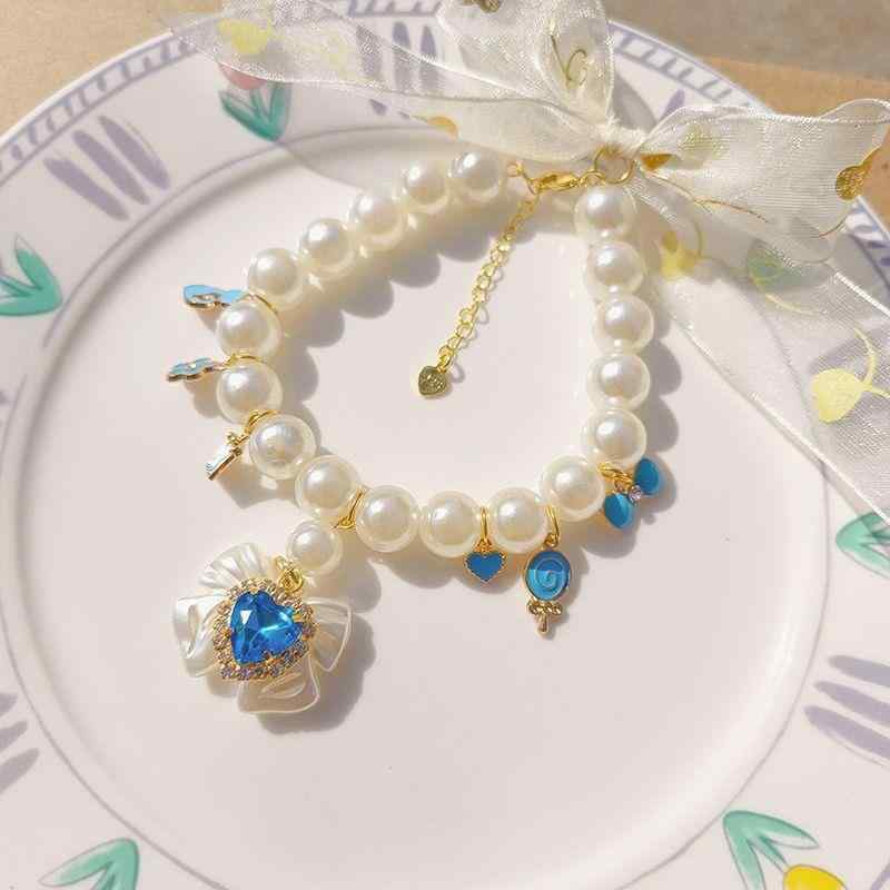 ペット用品 首輪 犬猫用 小型犬 子猫 かわいい パール クリスタル ラインストーン ネックレス チャーム..