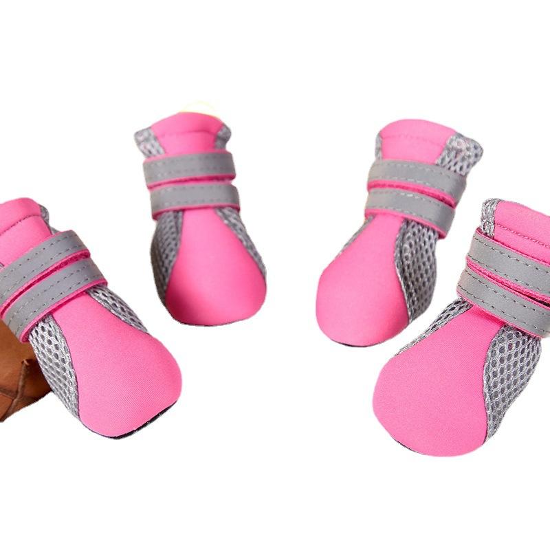 靴 ペット 小型犬 テディ 柔らかい底 滑り止め 散歩 ウォーキング ランニング 布製 グリーン ピンク ブ..