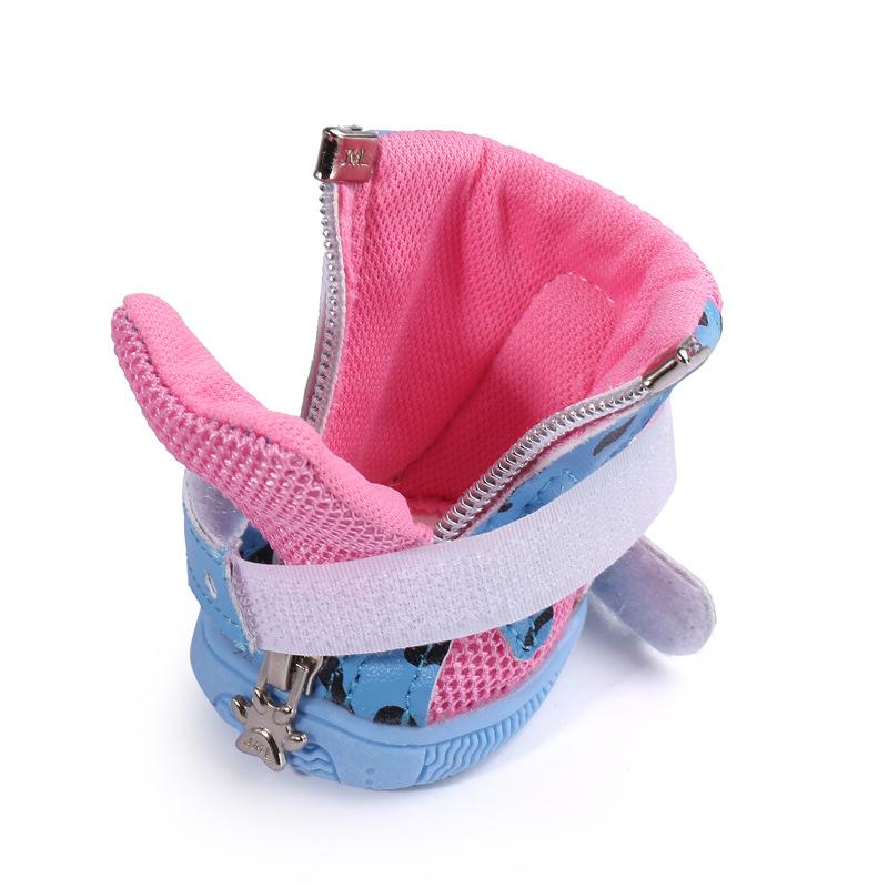 ペットシューズ 小型犬 トイプードル コーギー 秋冬 メッシュ素材 通気性 スポーツ 面ファスナー 牛柄 ..