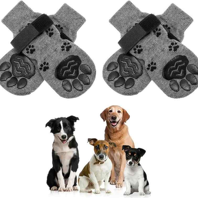 犬用靴下 猫 小型犬 大型犬 ドッグシューズ 防水 撥水 滑り止め グリップ ソックス 純綿 コットン素材 ..