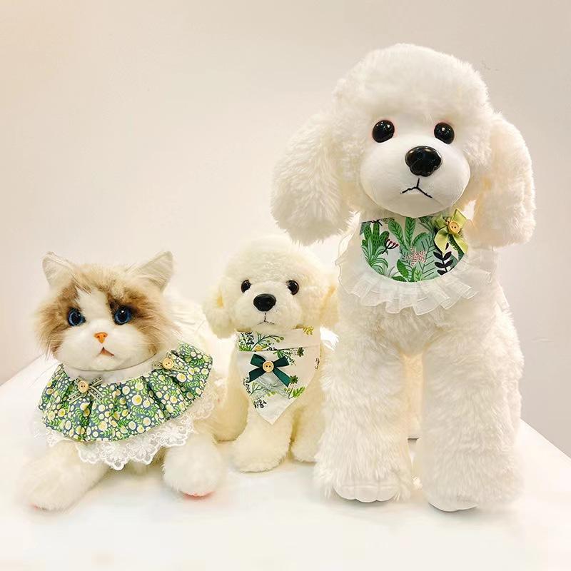 ペットウェア かわいい シンプル ナチュラル 猫 犬用 よだれかけ バンダナ 蝶ネクタイ スカーフ ネックウォーマー 綿素材 グリーン ゴールデン ラグドール ペットグッズ