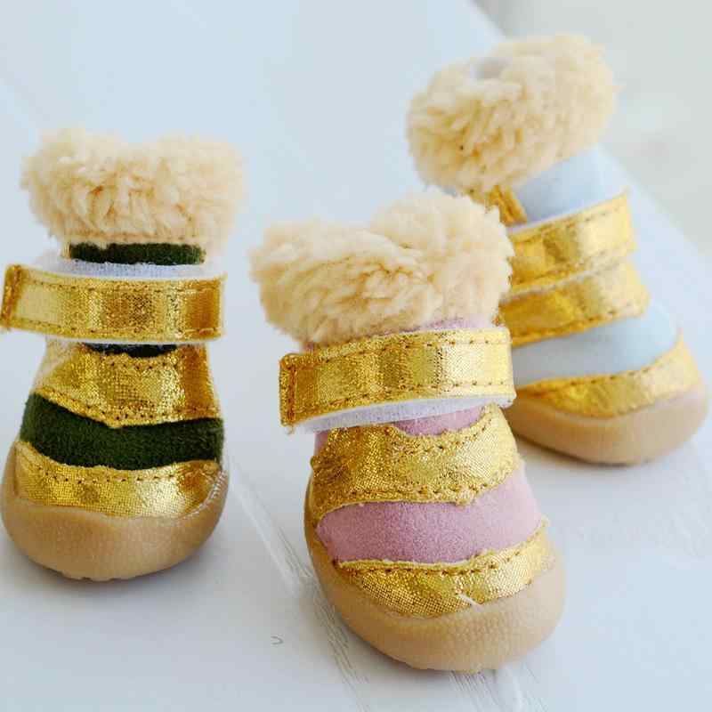 犬用ブーツ 秋冬 合皮 レザー調 耐摩耗 滑り止め 保温 防寒 スタイリッシュ 散歩 普段使い 小型犬 中型..