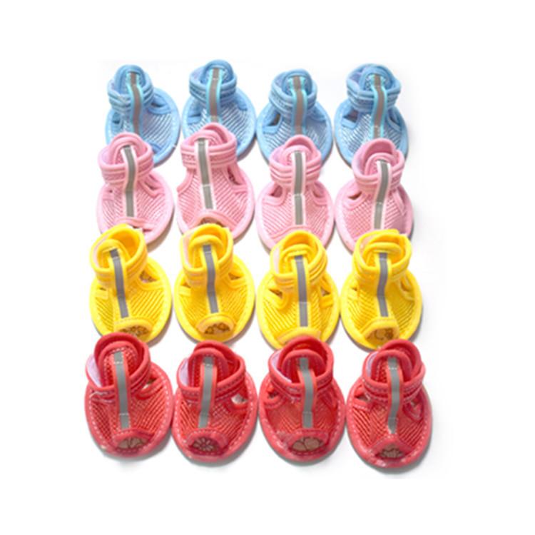 犬猫用シューズ 小型犬 春夏 サンダル トイプードル ポメラニアン ビションフリーゼ 滑り止め 通気性 耐久性 足裏保護 お散歩 お出かけ 赤 ピンク 黄 水色