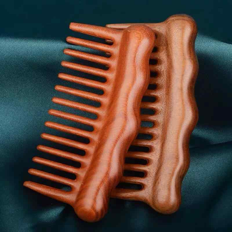 コーム 檀木 マッサージブラシ 粗歯 厚手 白檀 頭皮ケア カッサ 多機能 スタイリング ヘアブラシ 巻き髪 パーマ 携帯用 旅行用 男女兼用 ギフト