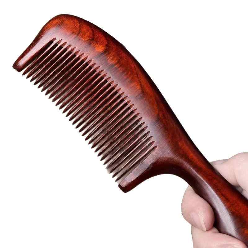 木櫛 レディース 紫檀 木製 天然木目 コーム 長柄 厚手 細歯 マッサージ 頭皮ケア 美髪ヘアケア 母の日..