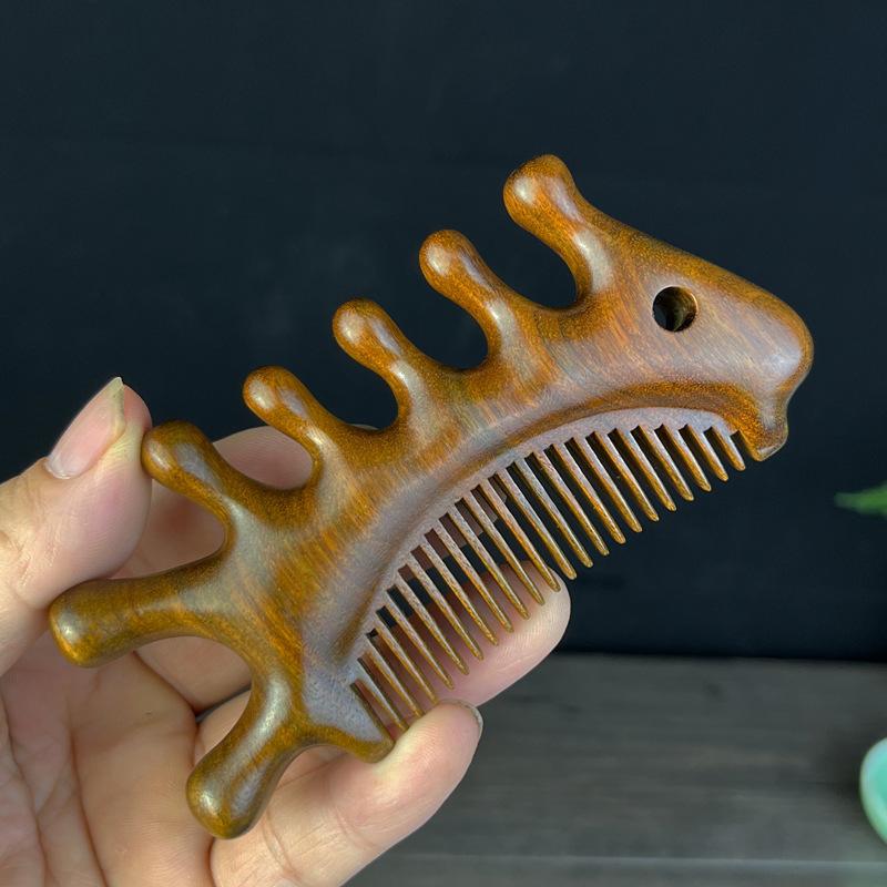 マッサージコーム 男女兼用 金糸檀 朱雀 3WAY 多機能 木製 頭皮 首 顔 鼻筋ケア かっさ 天然木 ウッド..