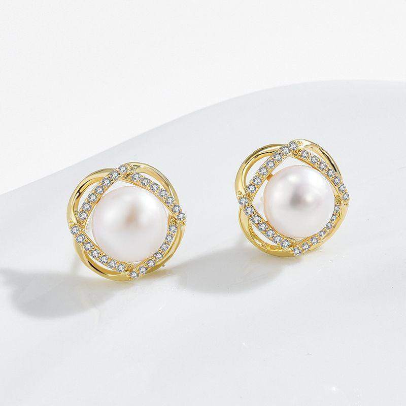 耳飾り レディース 女性用 S925シルバー 天然淡水パール 高級感 ライトラグジュアリー 上品 おしゃれ 華やか 花モチーフ ゴールドカラー 普段使い オフィス カジュアル パーティー 韓国ファッション 大人可愛い ピアス イヤリング スタッドピアス