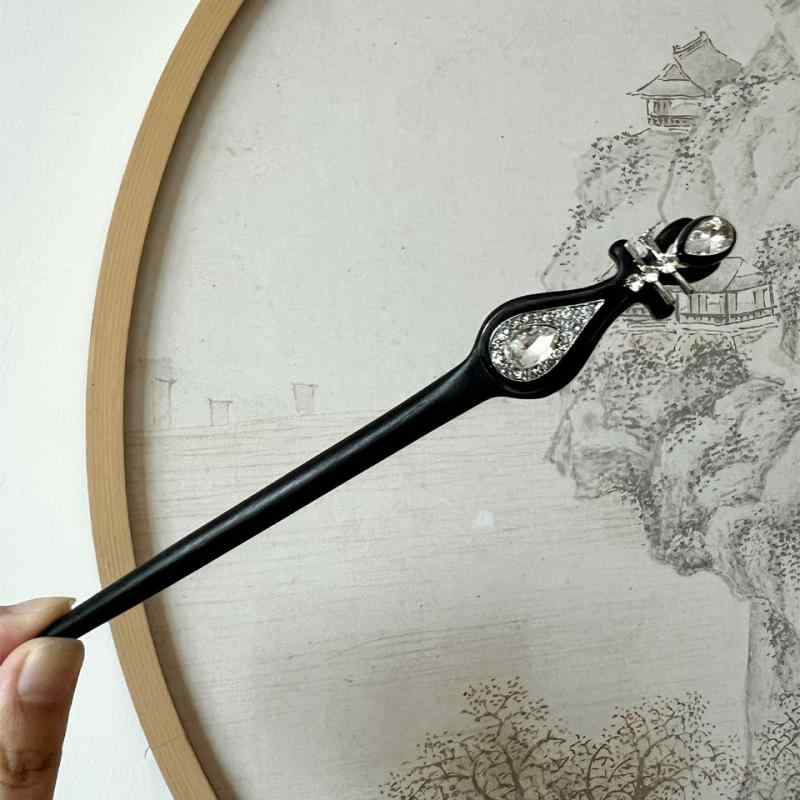 髪飾り 女性用 黒檀 木製 琵琶モチーフ 古典風 高級感 漢服 チャイナドレス 和装 イベント まとめ髪 ア..