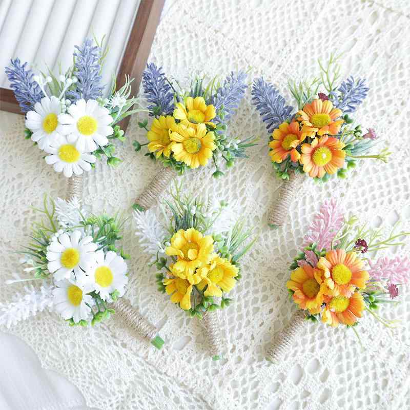 コサージュ 造花 デイジー 結婚式 ブライダル 披露宴 二次会 パーティー イベント セレモニー 祝賀会 ..