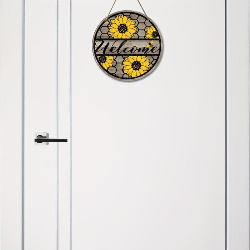 プレート ウェルカムボード 木製 天然木 丸型 ドアサイン 玄関飾り 壁掛け インテリア おしゃれ モダン シンプル 室内装飾 エントランス(x2)