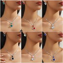 アクセサリーセット レディース ハートモチーフ クリスタルラインストーン 幾何学デザイン ネックレス ピアス 2点セット 輝く オーロラカラー 欧米風 ファッション 通勤スタイル 電気メッキ加工