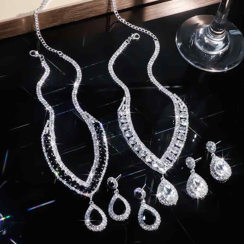 アクセサリー レディース ネックレス ピアス セット 春夏 ドロップ しずく クリスタル オーバル 幾何学..