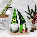 置物 聖パトリックの祝日 ノーム クローバー ダークグリーン かわいい 布製 飾り オブジェ 顔なし人形 三つ葉モチーフ 玄関 リビング イベント デコレーショ...