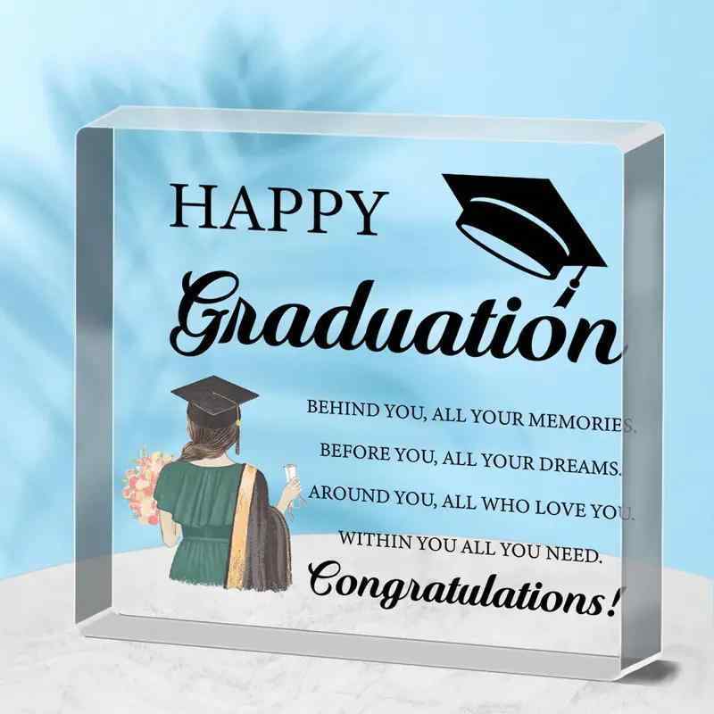 アクリル置物 スクエア型 卒業記念 女の子モチーフ 透明感 モダンデザイン リビング デスク オフィス 装飾 インテリア オブジェ 卒業祝い 雑貨(x2)