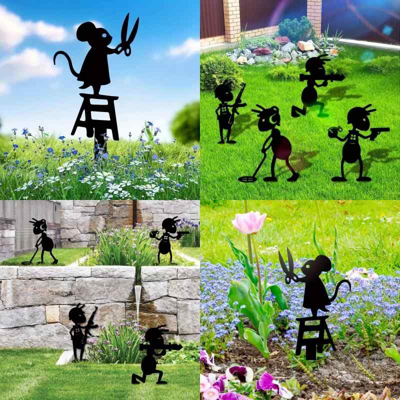 ガーデンピック ハロウィン 魔女 アリ ネズミ 鉄製 モダン かわいい クリエイティブ ガーデンオーナメント 庭飾り 地中挿し(x2)