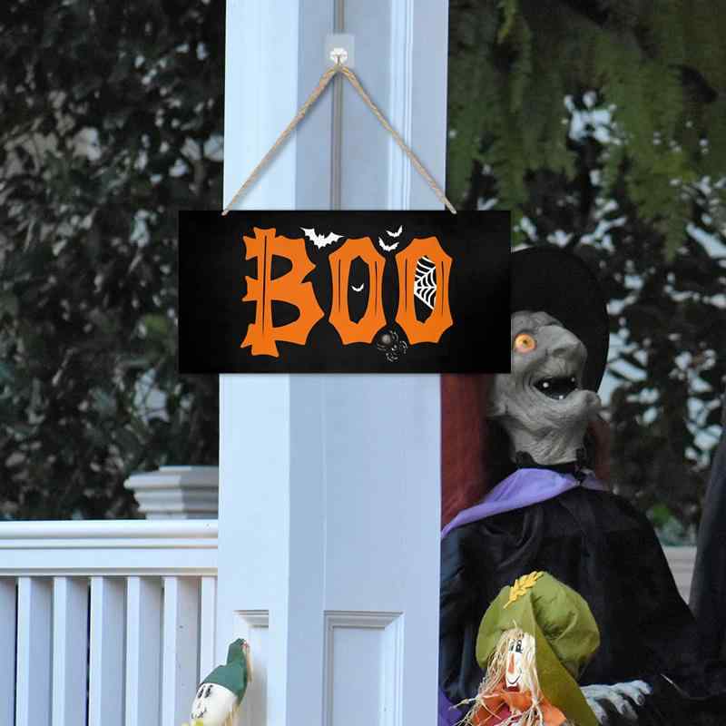 木製サインボード ハロウィン 長方形 ドアプレート 飾り板 ホームデコレーション インテリア雑貨 ウッドサイン ウォールデコ クラフト モダン シンプル おしゃれ 玄関(x2)