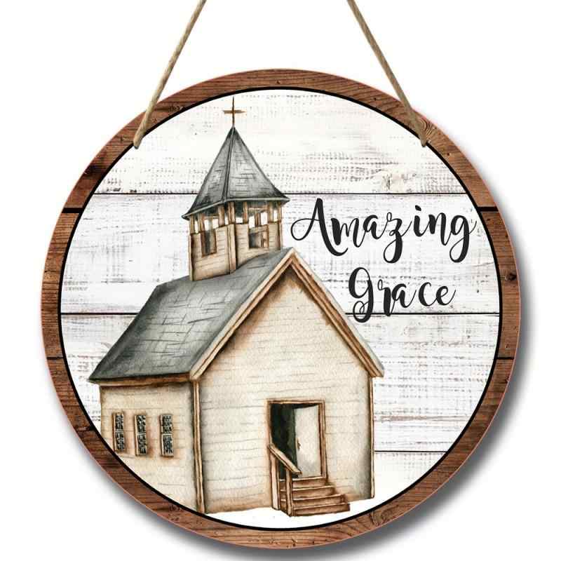 インテリア雑貨 クリスマス 木製 ウッド 円形 ドアプレート ドアサイン 玄関飾り オーナメント おしゃれ 壁掛け デコレーション(x2)