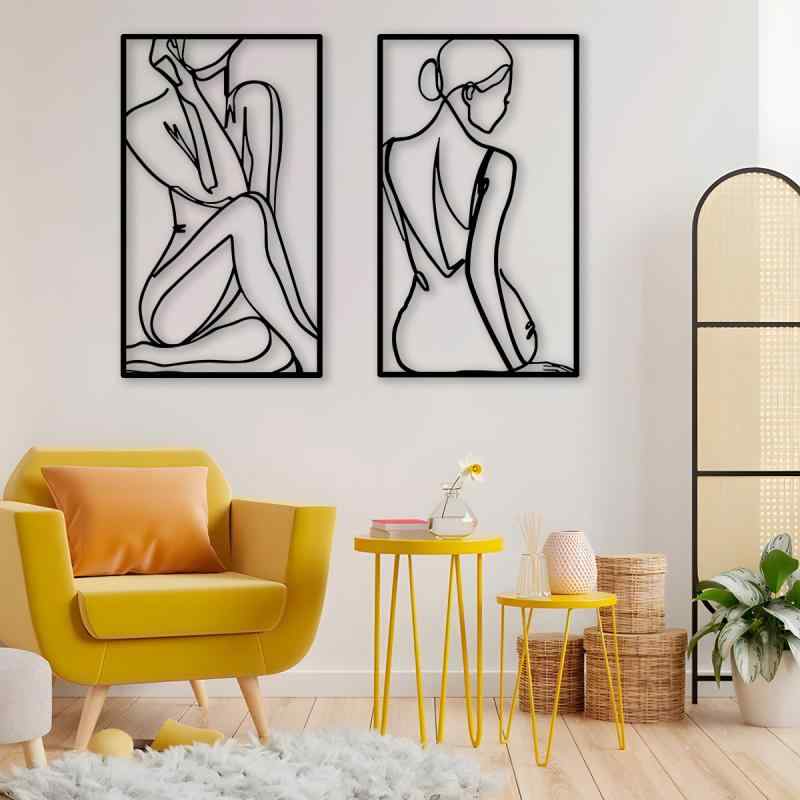 壁飾り ウォールデコ 北欧風 クリエイティブ モダン シンプル アイアンアート 鉄製 メタル 壁掛け リビング 寝室 ダイニング 玄関 ソファ背景 インテリア オブジェ 黒 ブラック(x2)