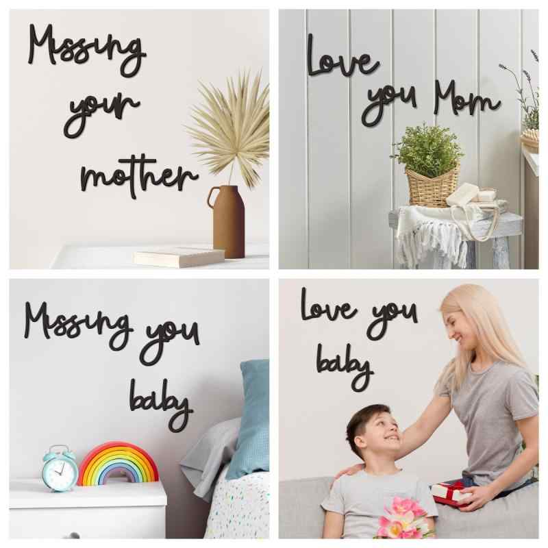 ウォールデコ 母の日 アルファベット 英字 木製 ウッド 吊り下げ プレート サイン インテリア リビング ホーム オフィス 玄関 店舗 ナチュラル 自然派(x2)