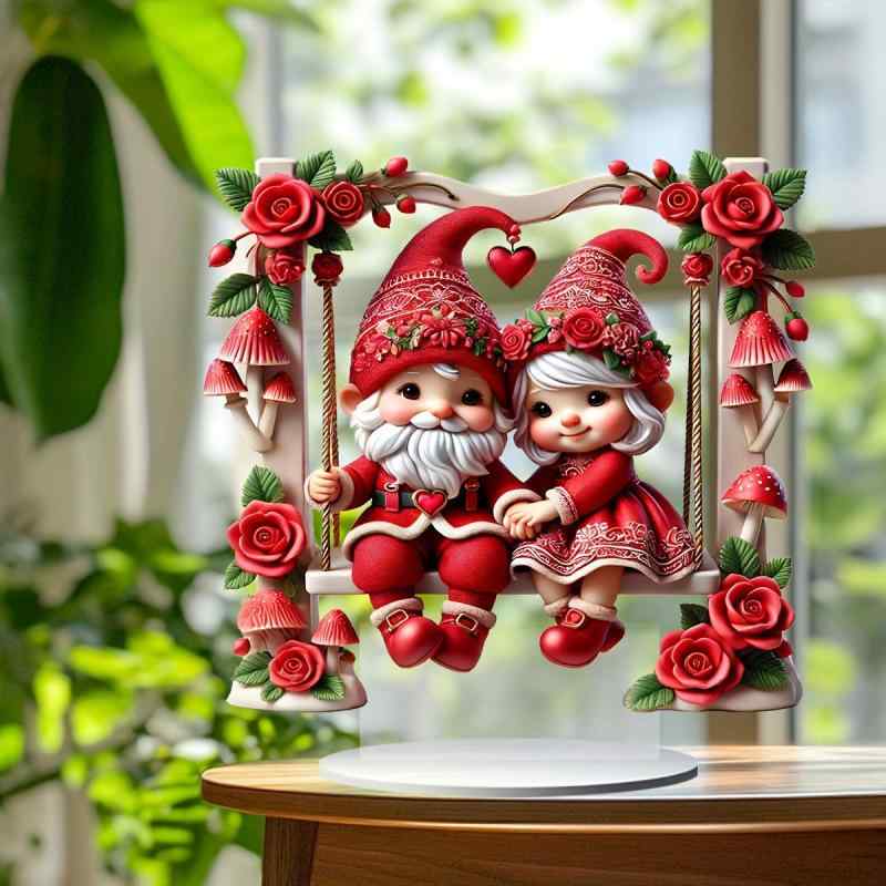 置物 ノーム 妖精 カップル ペア アクリル テーブルデコレーション 卓上飾り インテリア バレンタインデー 恋人 夫婦 プレゼント ギフト クラシック