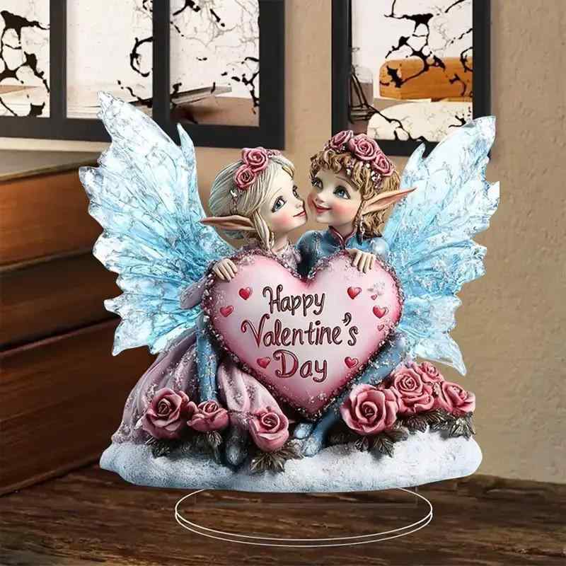 置物 アクリル製 カラープリント バレンタイン 卓上 オーナメント かわいい キャラクターデザイン 高級..