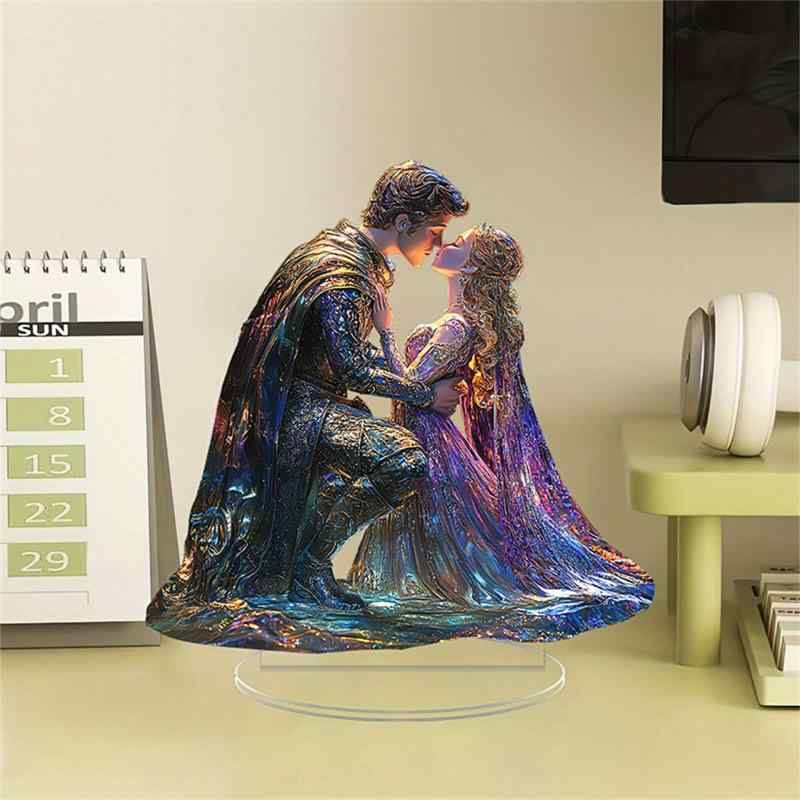 置物 カップル像 アクリル製 レインボーカラー 虹色 インテリア オブジェ 卓上飾り デスク装飾 かわいい おしゃれ リビング 玄関 寝室 カフェ バレンタイン 記念日 誕生日 パーティー イベント