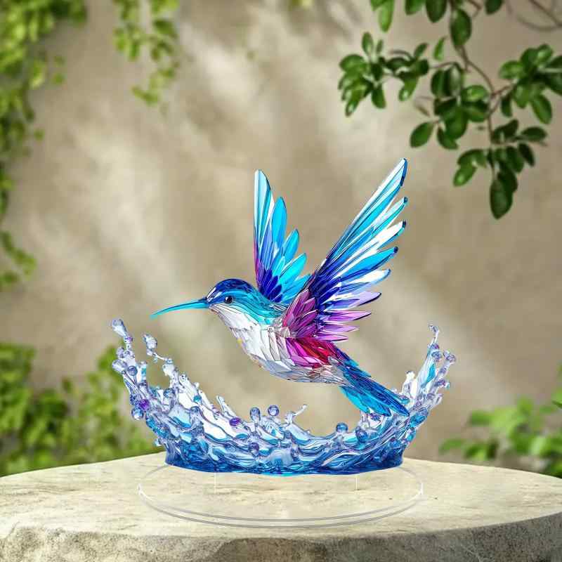 置物 ハチドリ かわいい アクリル製 高透明 クリア オブジェ デスク 卓上 インテリア デコレーション 飾り 立体 フィギュア 贈り物 プレゼント おしゃれ アート 玄関 リビング