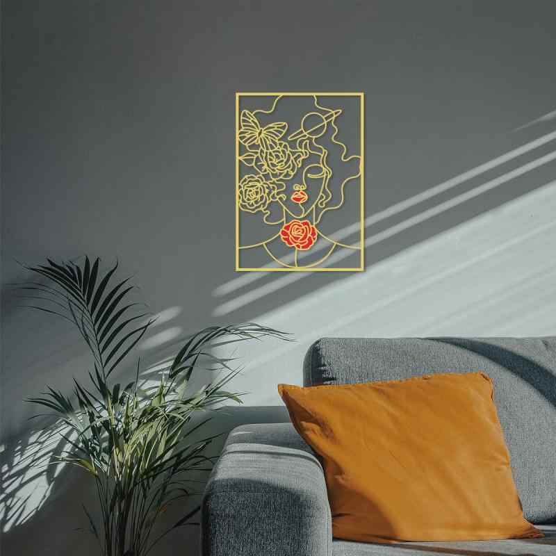 ウォールデコレーション 北欧風 上品 洗練された 線画人物モチーフ 壁掛け 金属製 ブラック リビング 寝室 玄関 ダイニング アクセントウォール アートパネル