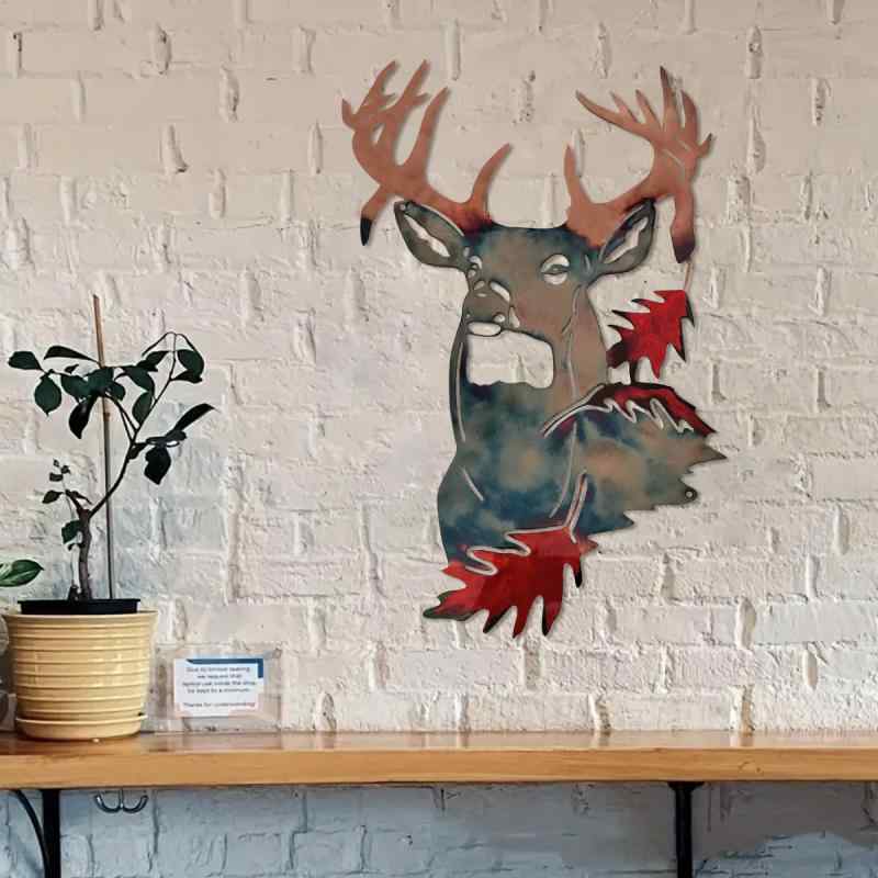 ウォールデコ クリスマス トナカイ アイアン メタル 壁掛け リビング 玄関 廊下 カフェ バー 店舗 おしゃれ モダン アート オブジェ インテリア カラフル