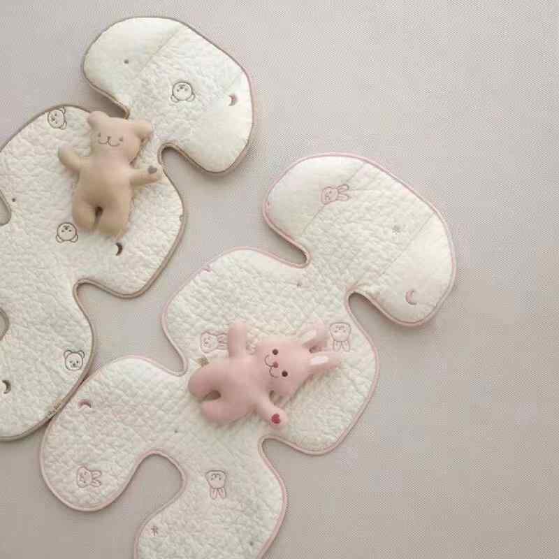 ベビーカーシート ベビー 赤ちゃん用 刺繡 動物柄 通気性 四季兼用 綿100% 柔らか 洗える 快適 クッシ..