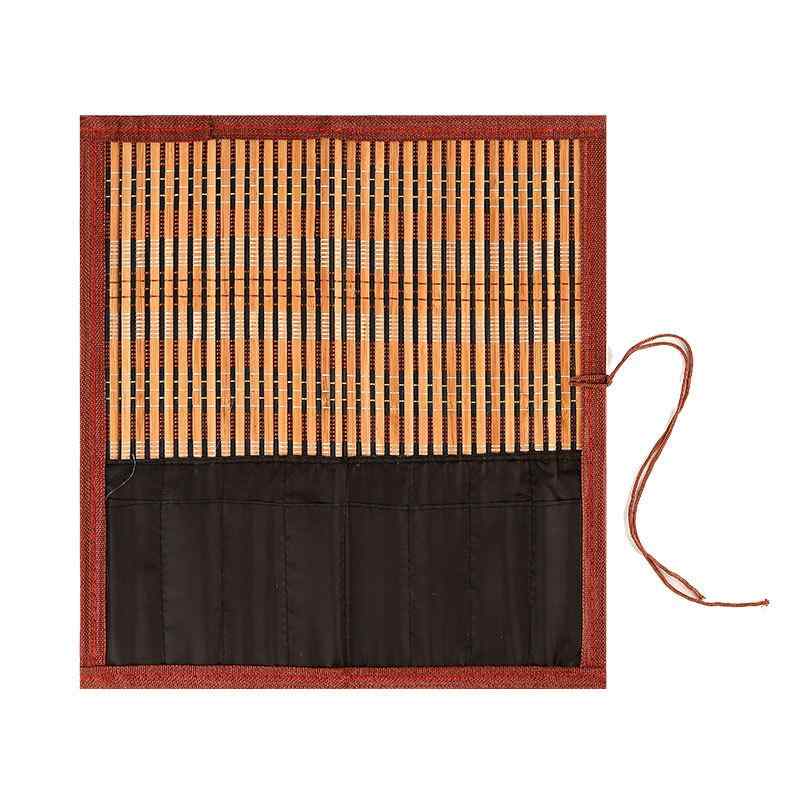 筆巻き 学生向け 竹製 ロールタイプ 書道 習字 文房具 文房四宝収納 中国風 古風 携帯用 持ち運び 軽量..