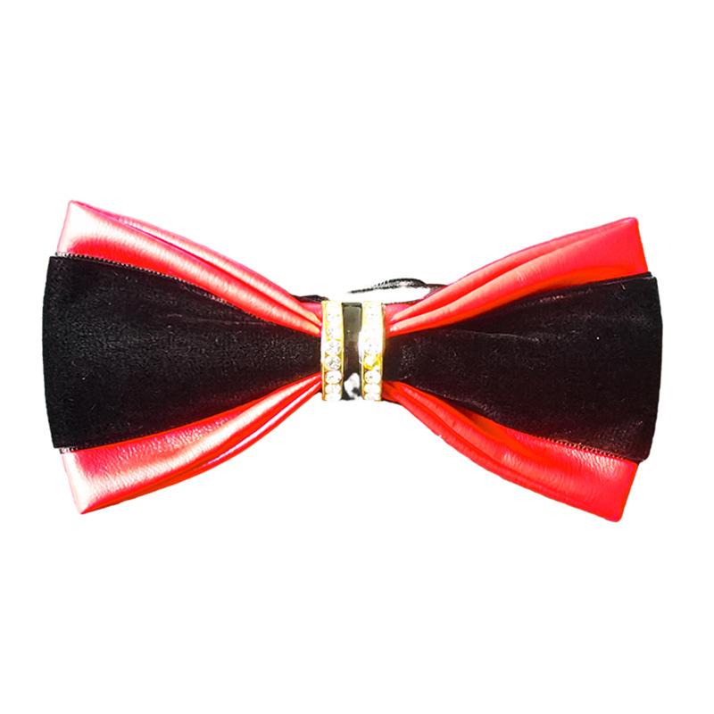 蝶ネクタイ メンズ 男性用 結婚式 パーティー 新郎 グルームズマン ビジネス フォーマル タキシード ブリティッシュスタイル おしゃれ 上品 PUレザー ラインストーン 飾り石