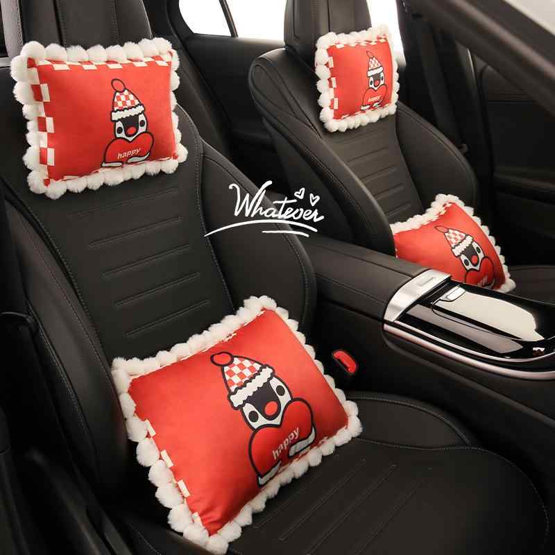 カー用品 かわいいペンギン キャラクター 車用 ヘッドレスト ネックピロー ランバーサポート シートク..