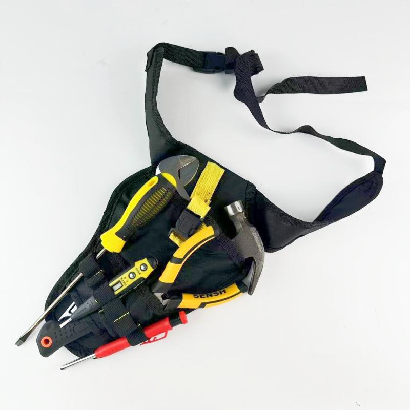 腰袋 オックスフォード生地 電気工事士 木工 配管工 職人 大工 建築 設備 工事 作業用 メンテナンス 多機能 大容量 工具差し ツールホルダー ウエストポーチ ベルトポーチ 耐久性
