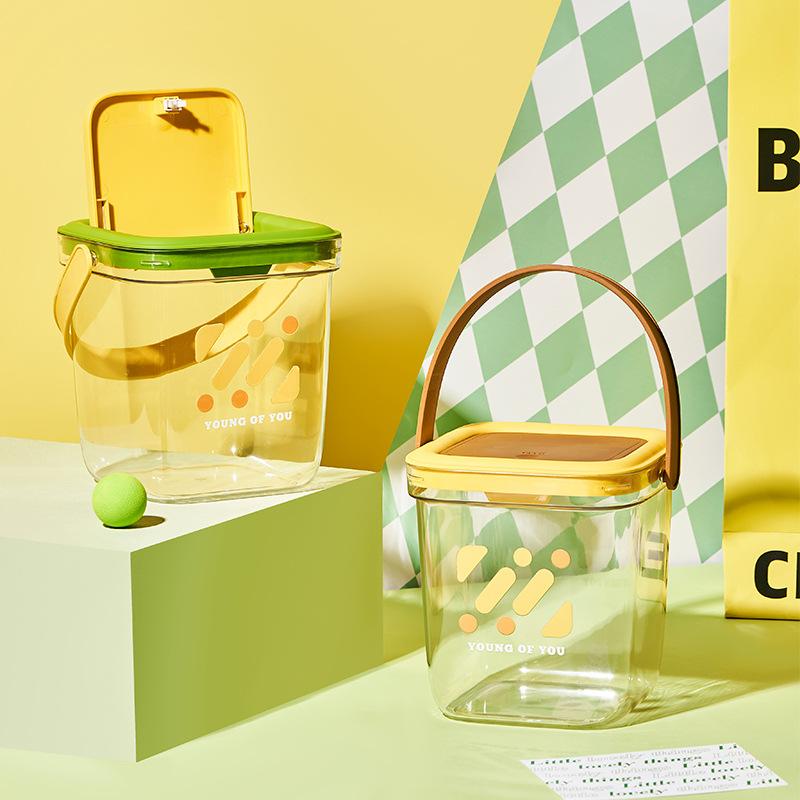 ゴミ箱 卓上 ミニ 家庭用 クリア プラスチック製 プッシュオープン ハンドル付き ドーパミンカラー カ..