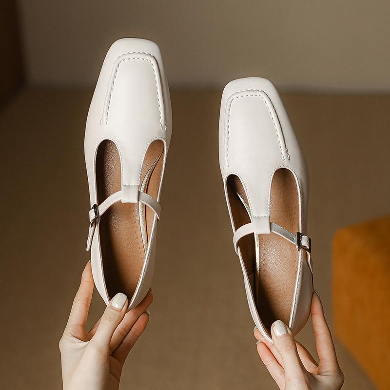靴 パンプス レディース 女性用 メリージェーン Tストラップ スクエアトゥ ローヒール チャンキーヒール PUレザー 普段使い レトロ 大きいサイズ 小さいサイズ対応