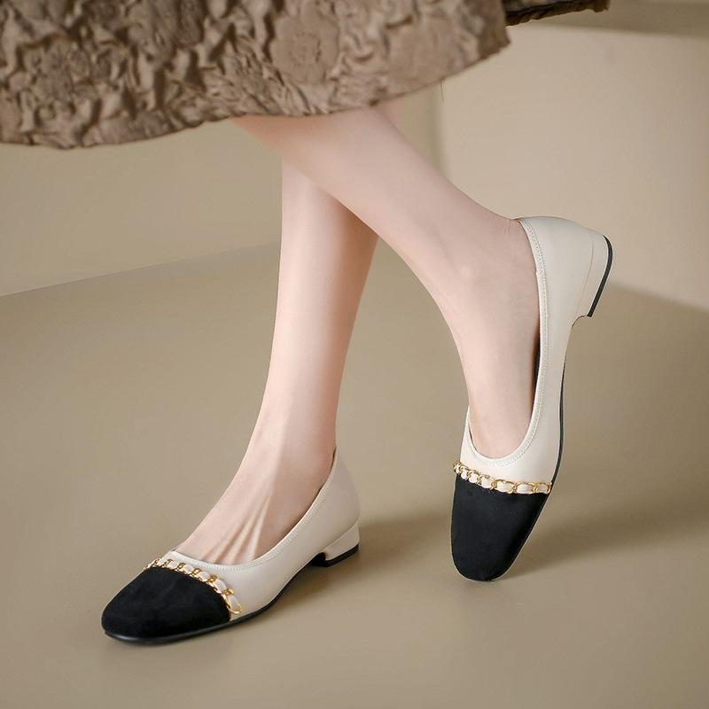 靴 パンプス レディース 大きいサイズ ローヒール チャンキーヒール 配色切り替え スクエアトゥ 浅口 スリッポン 超繊維 オフィス 通勤 デイリー 春夏秋 ア...