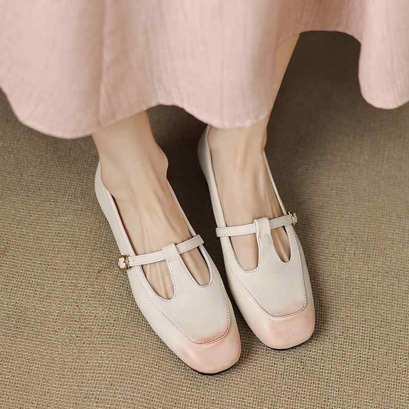 靴 パンプス レディース 大きいサイズ ラウンドトゥ 浅め マリメリージェーン ストラップ ミドル 太ヒール レトロ クラシカル PUレザー 普段使い 本革インソール オールシーズン 黒 アイボリー ピンク