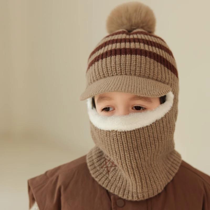 ニット帽 キッズ ベビー マフラー一体型 男の子 女の子 裏起毛 厚手 防寒 暖かい 耳あて付き 防風 秋冬..